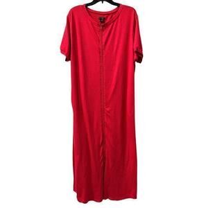 Silver Lill Woman’s Full Zip Ultra Maxi Coral Pink a Terry Coverup pockets XL